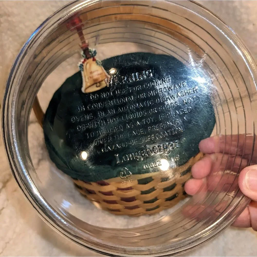 Longaberger 2003 Christmas Caroling Basket Liner Protector Bell Tie-On USA